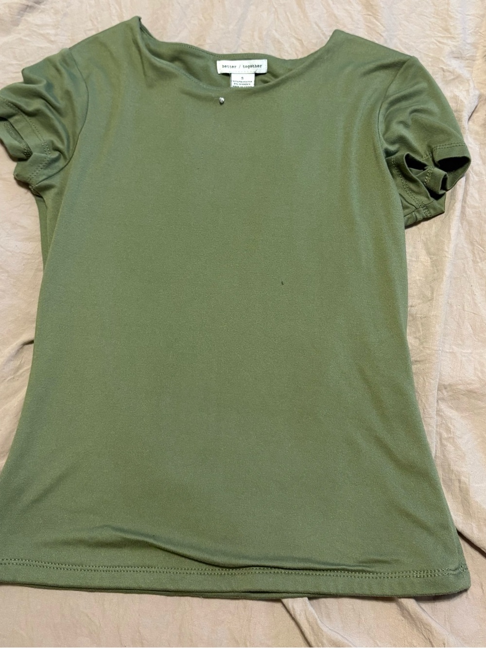 Together Olive Green Fitted Short Sleeve Top